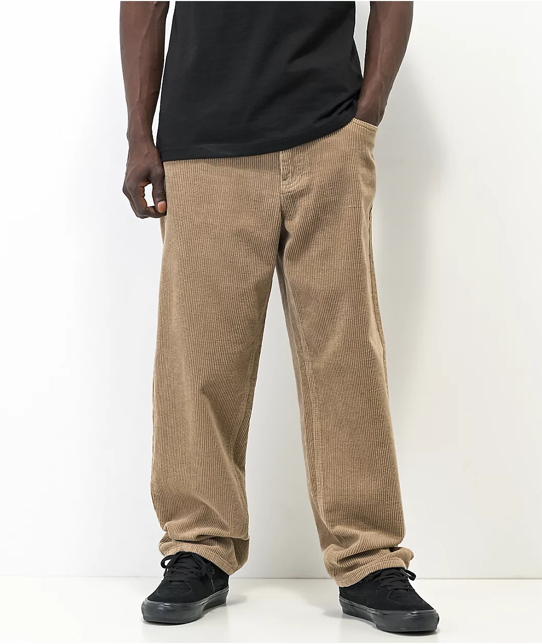 Khaki Corduroy Loose Fit Skate Pants